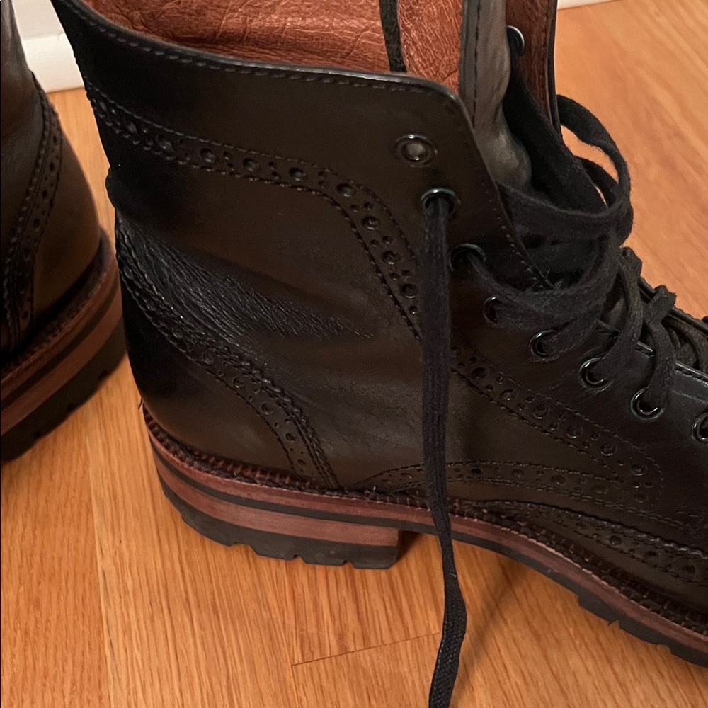 Frye Black Leather Boots 9.5 Men’s -Fits size 10.5/11 women - Picture 14 of 16